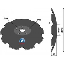 Disque crénelée à fond plat - Ø510 - AG006342