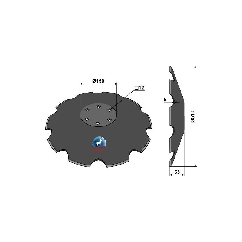 Disque crénelé à fond plat Ø510 - Kuhn - H2203180 - 2234350