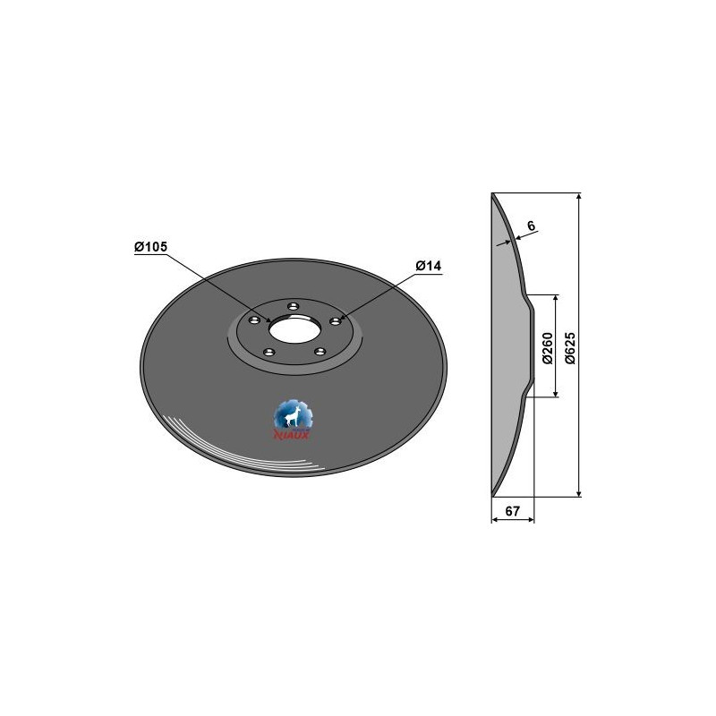 Disque lisse à fond plat - Ø625x6 - Case-New Holland - 87457566