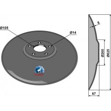 Disque lisse à fond plat - Ø625x6 - Case-New Holland - 87457566