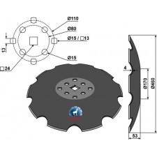 Disque crénelé à fond plat Ø460 - Agrisem - TCS-DIS-508