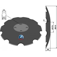 Disque crénelé à fond plat Ø610 - Agrisem - TCS-DIS-503