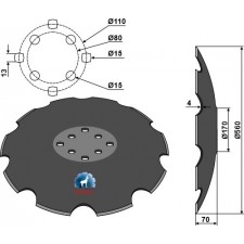 Disque crénelé à fond plat Ø560 - Agrisem - TCS-DIS-537