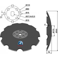 Disque crénelé à fond plat Ø560 - Agrisem - TCS-DIS-531