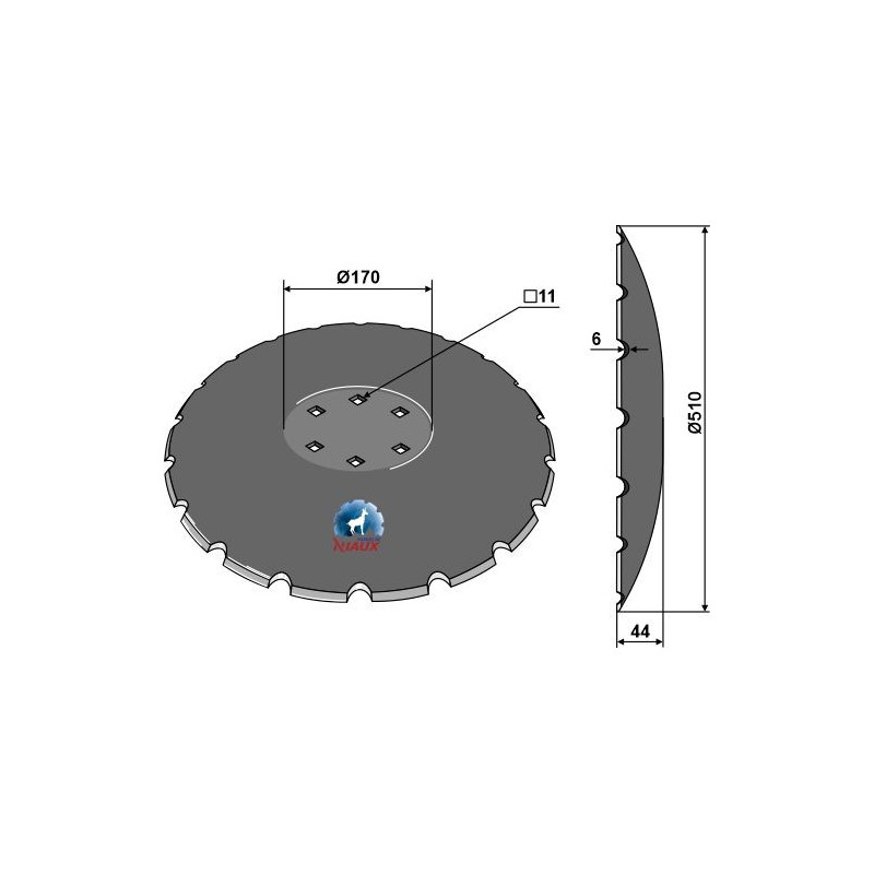 Disque crénelé à fond plat Ø510 - Kuhn - H2234360