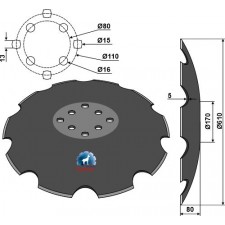 Disque crénelé à fond plat Ø610x5 - Agrisem - TCS-DIS-503