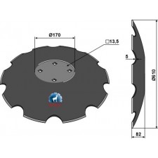 Disque crénelé à fond plat - Ø610 - Maschio / Gaspardo - 18120080