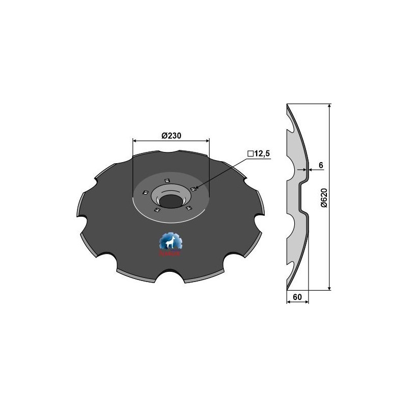 Disque crénelé - Ø620x6 - Lemken - 3490467