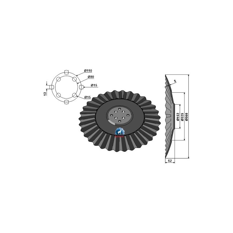 Disque de déchaumeur ondulé Ø560x5 - Agrisem - DIS-552 - Niaux 200