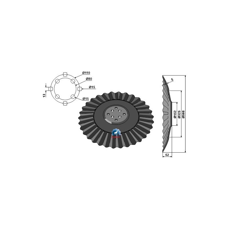 Disque de déchaumeur ondulé Ø508x5 - Agrisem - DIS-553 - Niaux 200