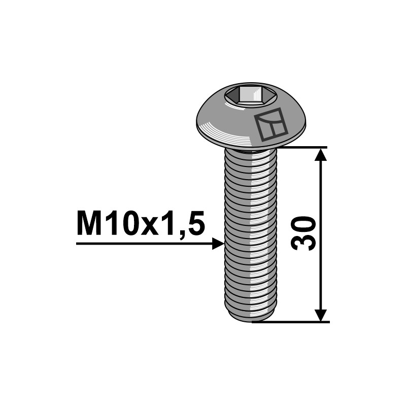 Boulon à tête bombée M10x1,5x30 avec six pans creux