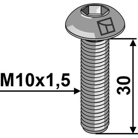 Boulon à tête bombée M10x1,5x30 avec six pans creux