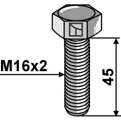 Boulon à tête hexagonale M16x2x45 sans écrou - Galvanisées