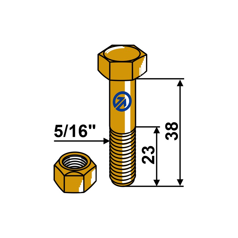 Boulon avec écrou à freinage interne -  5/16''