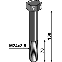 Boulon à tête hexagonale M24x3,5x180 sans écrou