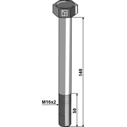 Boulon à tête hexagonale M16x2x140 sans écrou - Mulag - 152084