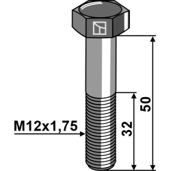 Boulon à tête hexagonale M12x1,75x50 sans écrou - galvanisées