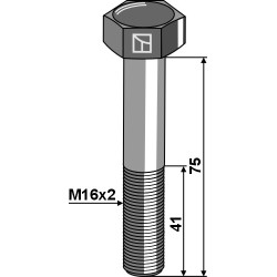 Boulon à tête hexagonale M16x2x75 sans écrou