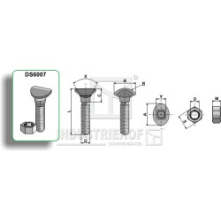 Boulon de cultivateur - M8x20 - 6.6