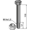 Boulon à tête hexagonale M14x1,5x110 avec écrou à freinage interne - GreenTec - 9040170