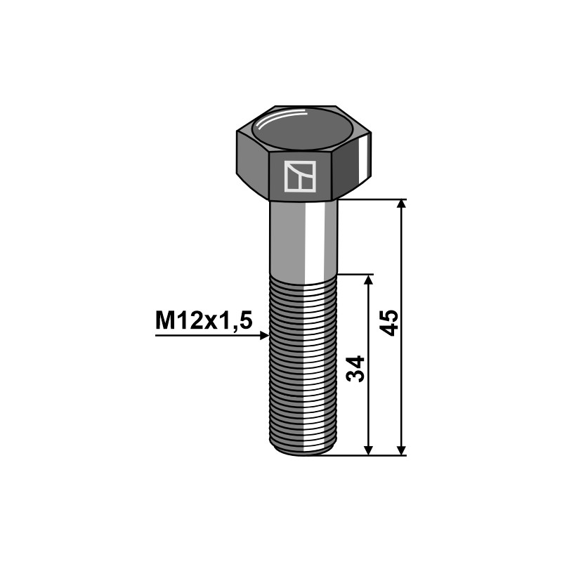 Boulon à tête hexagonale M12x1,5x45 sans écrou