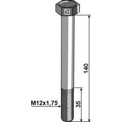 Boulon à tête hexagonale M12x1,75x140 sans écrou