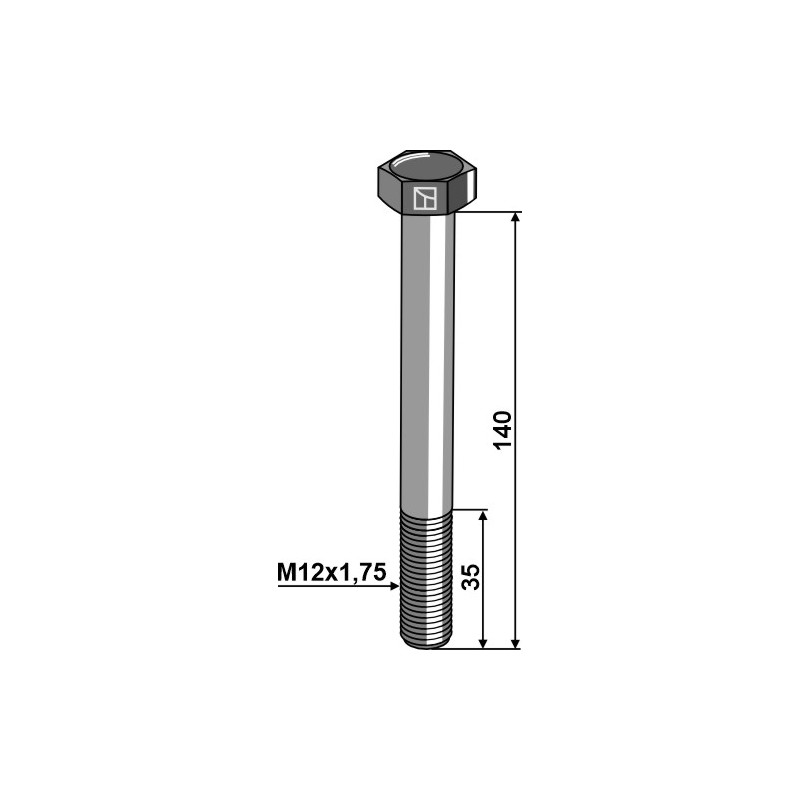 Boulon à tête hexagonale M12x1,75x140 sans écrou