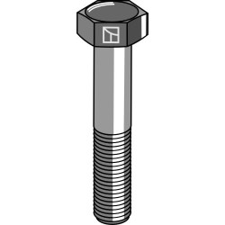 Boulon à tête hexagonale M12x1,75x55 galvanisé - filet à gauche sans écrou - Lemken - 3013386