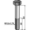 Boulons à tête hexagonale M12x1,75x65 sans écrou  Galvanisées