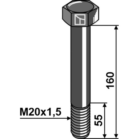 Boulon M20x1,5x160 - 10.9 - Berti - V201604PF109N