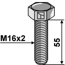 Boulon à tête hexagonale M16x2x55 sans écrou - Galvanisées