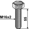 Boulon à tête hexagonale M16x2x55 sans écrou - Galvanisées