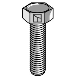 Boulon à tête hexagonale M16x2x55 sans écrou - Galvanisées