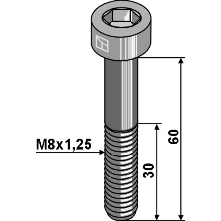 Boulon à 6 pans creux M8x1,25x60 - Galvanisées