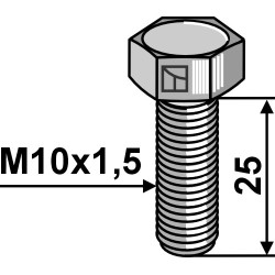 Boulon à tête hexagonale M10x1,5x25 sans écrou - Galvanisées