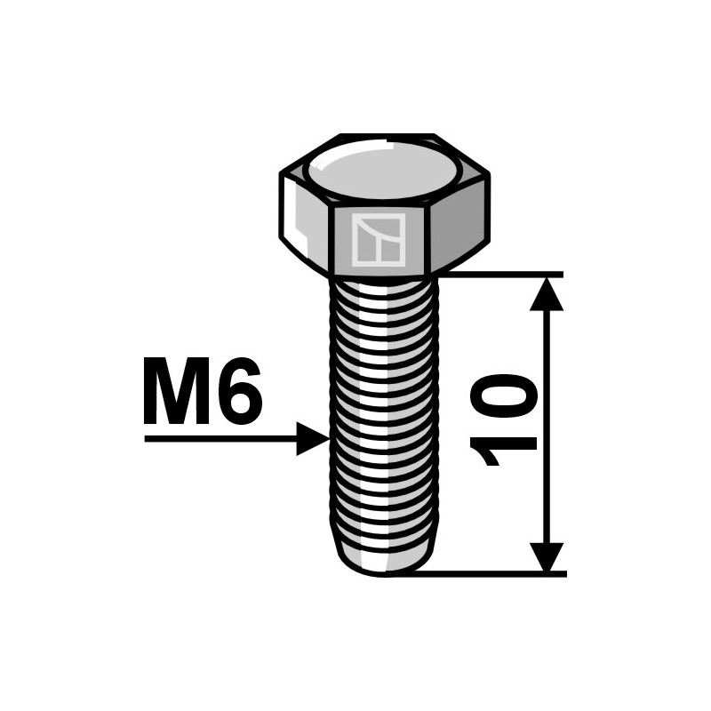 Boulon M6 galvanisé - filet à gauche - Lemken - 3013015