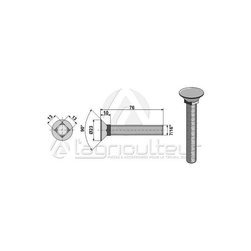 Boulon de charrue 7/16x76 - AG004397