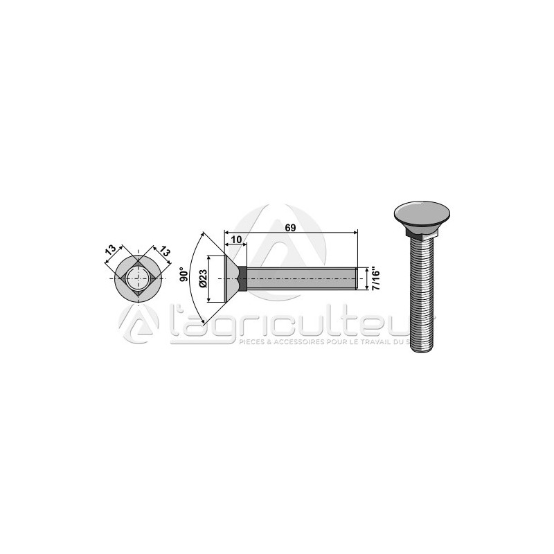 Boulon de charrue 7/16x69 - AG004398