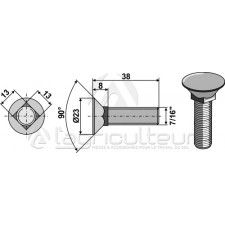 Boulon de charrue 7/16x38 - AG004403