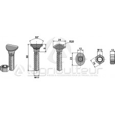 Boulon de cultivateur - M12x60 - 10.9 - AG008725