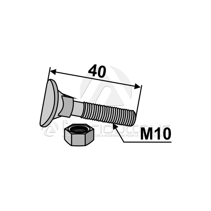 Boulon de cultivateur - M10x40 - 6.8 - AG008739