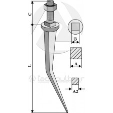 Dents de herse coniques en acier au bore, modéle Rau - AG002825