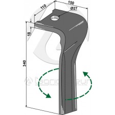 Dent pour herses rotatives, modèle gauche - Pottinger - 873.40.220.1