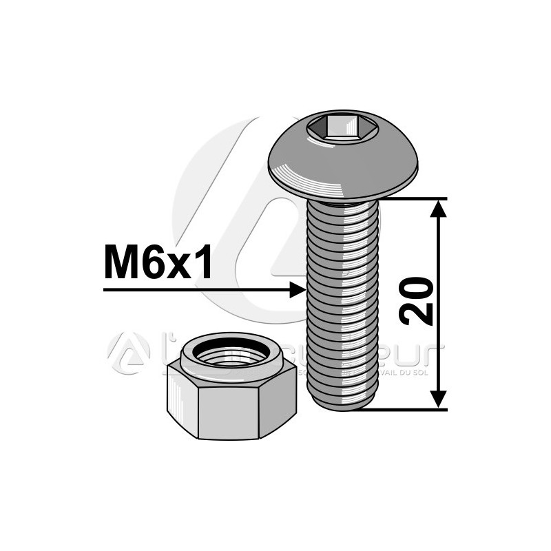 Boulon à tête bombée avec six pans creux - Universel - AG014972