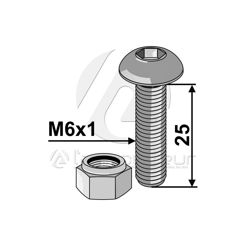 Boulon à tête bombée avec six pans creux - Universel - AG014973