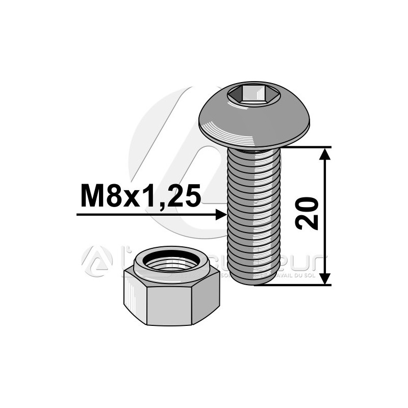 Boulon à tête bombée avec six pans creux - AG014974