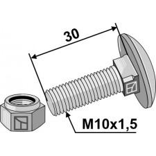 Boulon à tête bombée avec écrou à freinage int. adapt M10 x1,5x30 - 8.8