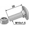 Boulon à tête bombée avec écrou à freinage int. adapt M10 x1,5x30 - 8.8