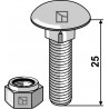 Boulon à tête bombée avec écrou à freinage int. adapt. M8 x1,25x25 - 8.8