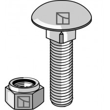 Boulon à tête bombée avec écrou à freinage int. adapt. M8 x1,25x25 - 8.8